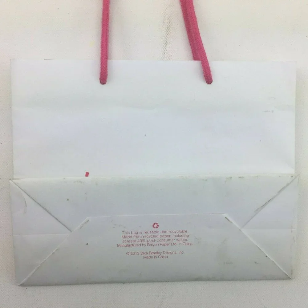 Vera Bradley Shopping Bag Rope Strings White Pink Reusable 10